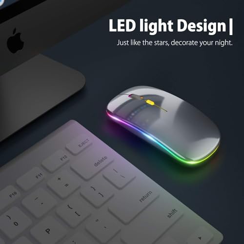 Image of LED Wireless Mouse, Slim Silent Mouse 2.4G Portable Mobile Optical Office Mouse with USB & Type-c Receiver, 3 Adjustable DPI Levels for Notebook, PC, Laptop, Computer (Gray)