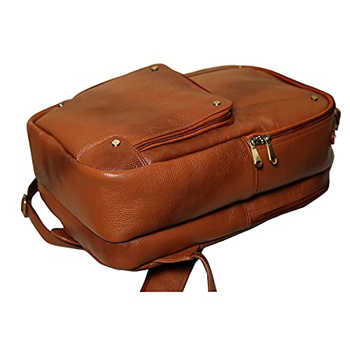 Image of RICHSIGN LEATHER ACCESSORIES Genuine Leather Laptop Backpack Bag For Men And Women, College, Office, Travel Use | 15.6 Inch Laptop Compartment