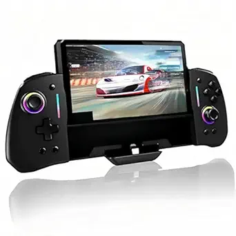 Switch Controllers for Nintendo Switch/OLED Controller,Full-Size Grip Controller for Handheld Mode,Ergonomic Design One-Piece Joypad, 6-Axis Gyro, Turbo, Mapping,Motion Control,(Transparent)