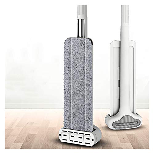 Fregona de corte plana manos libres para lavar suelos de cocina, limpieza con cabezal de microfibra de repuesto (tamaño: 1 fregona, 1 paño) (1 fregona y 5 paños) ( )