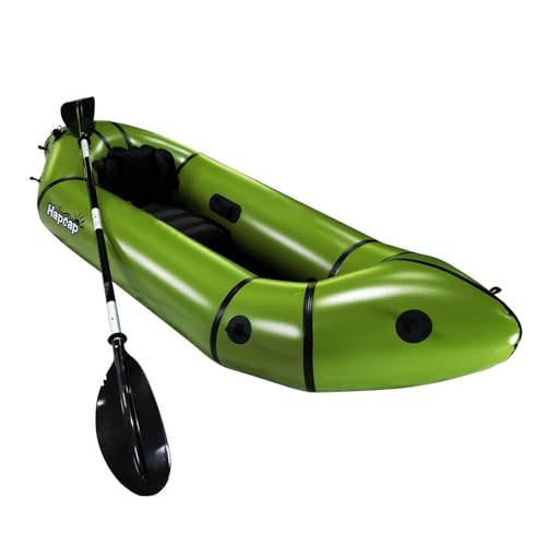 Hapcap 8.4ft Packraft TPU Inflatable Kayak for Flat/White Water Rafting Outdoor Tour,Water Sports,Kayak Paddle Included (Light Green)