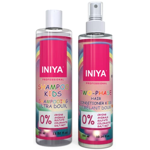 Shampooing Doux Enfants & Soin Démêlant Doux Enfants | Iniya Kids Duo Kit Enfants | Shampooing & Soin Enfants, Sans Sulfate, Sans Silicone, Sans Paraben Cover