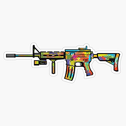 AR-15 Expression Colorful Paint Splatter Rainbow Graffiti Style Rifle Gun 2nd Amendment 5' Vinyl Decal Bumper Sticker
