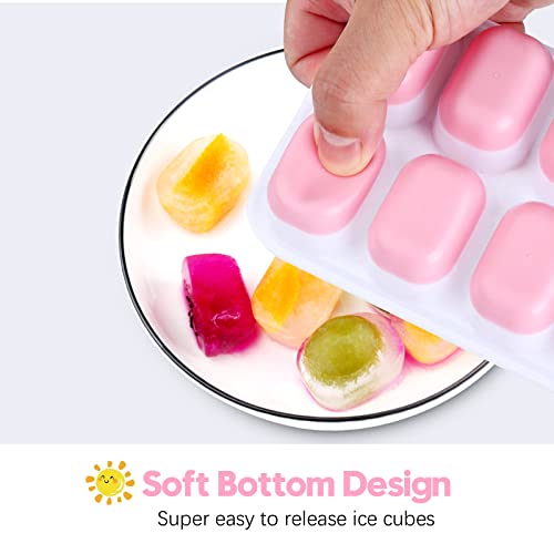 4 Pack Ice Cube Trays with Lids, BPA Free Silicone Ice Cube Moulds LFGB Certified, Stackable Ice Cube Mold for Baby Food, Chilling Whiskey and Drink, Flexible & Easy-Release - Image 3