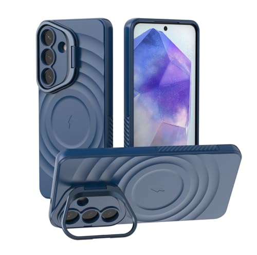 Image of LuxuryKase Shockproof Case for Samsung Galaxy S26 | Ripple Pattern | Camera Protection | Inner Velvet Fabric Lining | Protective Cover with Enhanced Grip & Wireless Charging Support - Blue