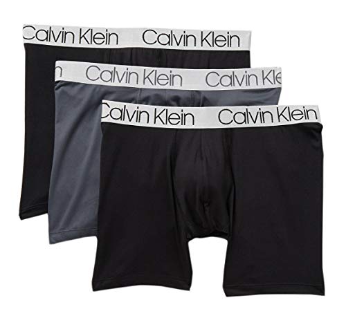 Calvin Klein Men`s Chromatic Microfiber Trunks 3 Pack (Black2(NP2213-051)/Grey, X-Large)
