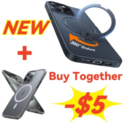 TORRAS Upgrade 360° Spin Magnetic Stand&Magnetic Guardian Designed for iPhone 15 Pro Max Case