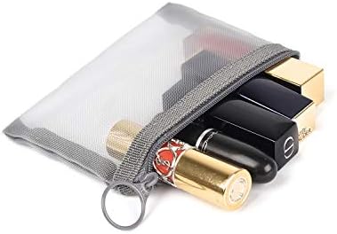Miniatura 5 de patu Mini bolsas de malla con cremallera, 4 x 5 pulgadas, tamaño SA7, 5 piezas, organizador de accesorios cosméticos para pintalabios de maquillaje,