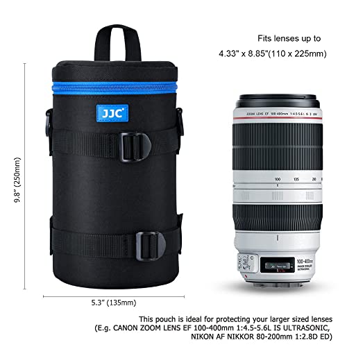 Image of JJC Deluxe Lens Case Pouch Bag for Canon EF 100-400mm f4.5-5.6L IS USM /EF 70-200mm f2.8L, RF 600mm f11 IS STM, Nikon AF 80-200mm f2.8D /AF-S 70-200mm f /2.8G & More Lenses Below 4.3 inch x 8.8 inch(D x L)