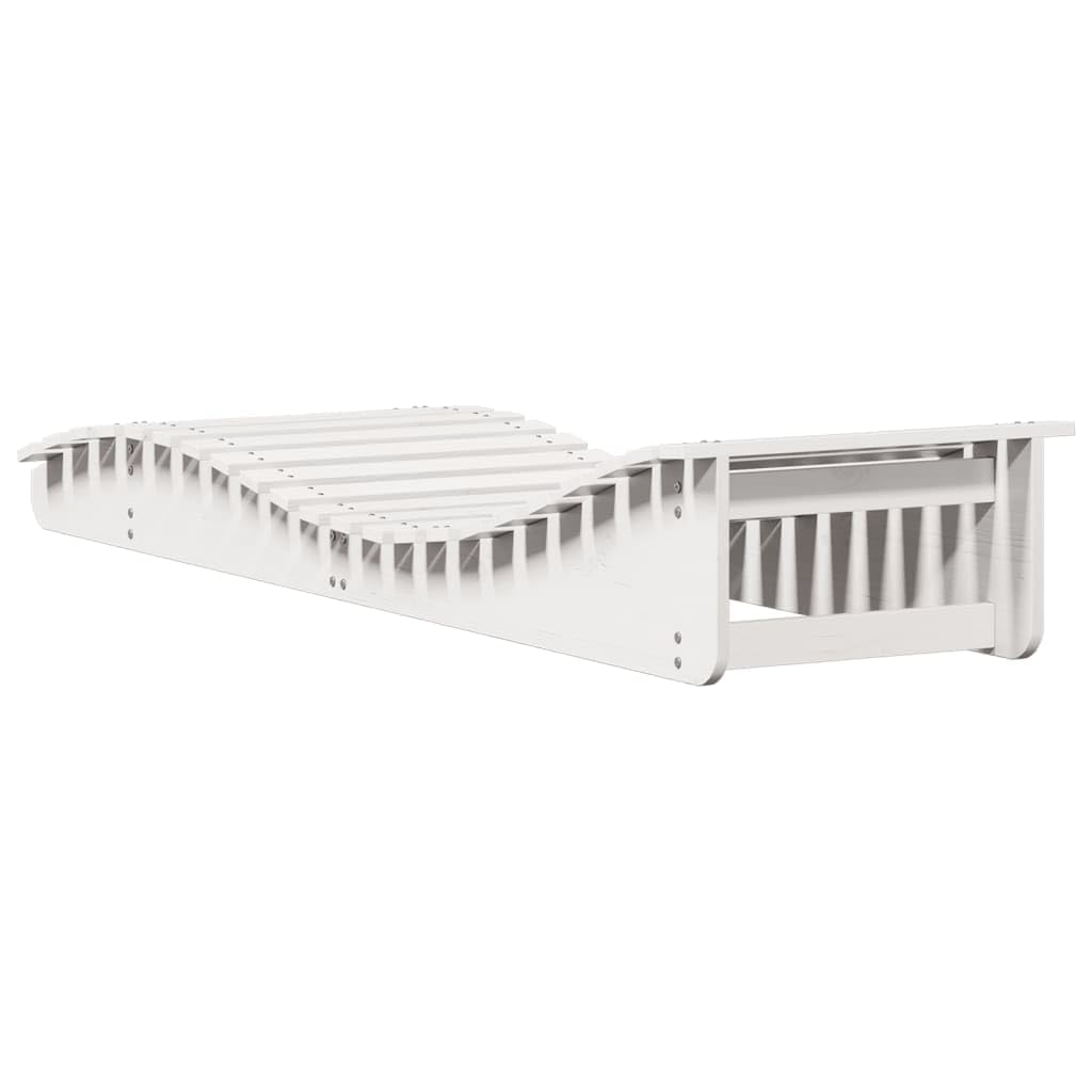 Leżaki do opalania, 2 szt., białe, lite drewno sosnowe, 205 x 60 x 31,5 cm, leżak ogrodowy, leżak na taras, basen i do ogrodu, krzesło kempingowe z wytrzymałym stelażem dla wysokiego komfortu