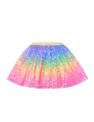 Tutu Skirts for Girls Size 5-6 Years Old Rainbow Sequin Ballet Dance Dress Holiday Party Outfit