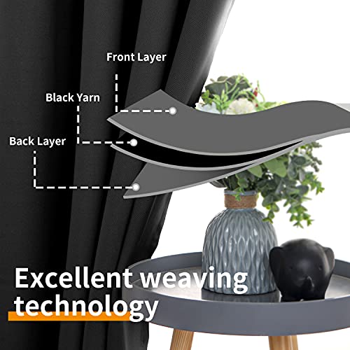 Image of YoungsTex Blackout Curtains 68 Inches Length - Thermal Insulated with Grommet Room Darkening Window Drapes for Living Room Bedroom, 2 Panels, 42 x 68 Inch, Black