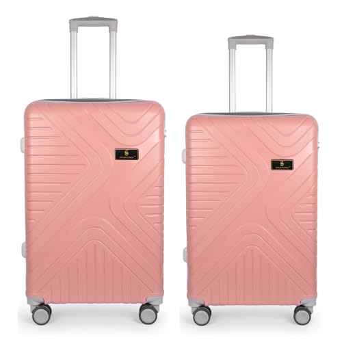 Image of Set of 2 Hard Shell Suitcase in Rose Gold Polypropylene with 360 Degree 8 Spinner Wheels and Number Lock (54cm, 64cm)