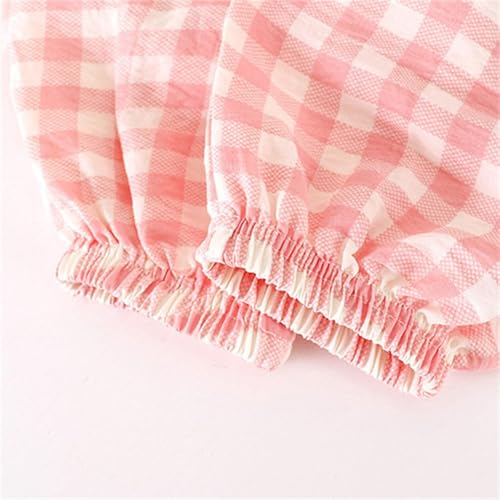 BILIKEYU Girls Cute Summer Outfits Sleeveless Plaid Buttons Down Tank Tops and Elastic Waist Pants 2pcs Sets 04