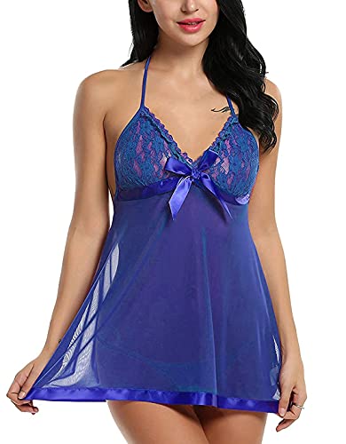 Poupée mi-longue haut de gamme bleu roi coupe babydoll aux finitions soignées