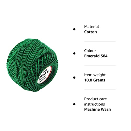 Cotton Crochet Embroidery Yarn 71yd/65m Quality Ball 0.35oz/10g Thread Floss Size 8 (Emerald 584) - Image 4
