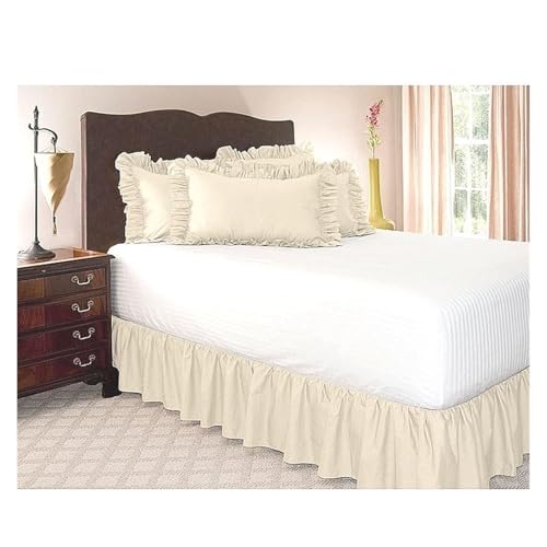 Falda de la Cama Falda de Cama Envolver Alrededor de colchas elásticas sin Cama Surface Bed Faldas Inicio Hotel Dust Cover Banda Elástica Suministros for el hogar Cubre Somier para Cama (Color : Beig