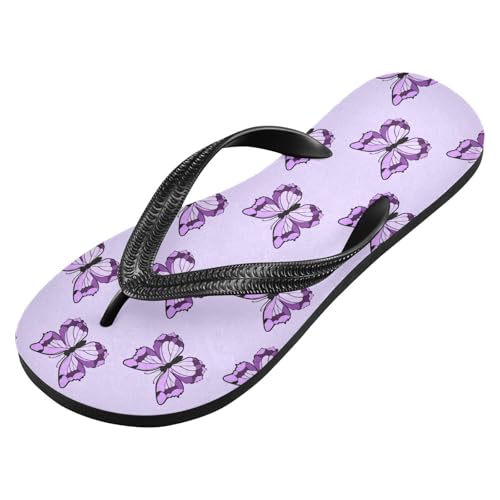 Purple Butterfly Lilac Flip Flops for Beach Thong Sandals Anti-slip Lightweight Beach Shoes for Summer Swim Travel2