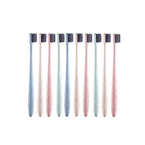 Huluwa Toothbrush Soft Toothbrush for Adults, Eco-Friendly Non-Toxic, Fegradable Natural Wheat Straw Food grade Toothbrush Handle, Deep Cleaning Teeth, 12 Packs