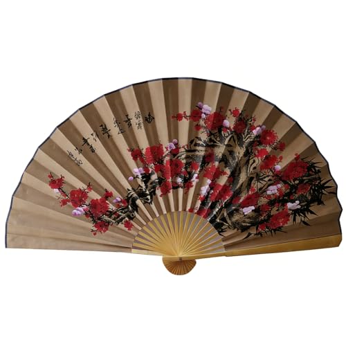 45 Oversized Chinese Japanese Silk Wall Fan with Frame Handcrafted Oriental Decor Decorative Hanging Fan for Living Room Bedroom Cultural Gift & Home Art