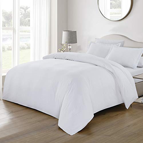 WAVVE Funda de Edredón 135x200 cm con 1 Funda de Almohada 80x80 cm, Funda Nórdica de Microfibra Suave y Transpirable, Blanco 2pcs