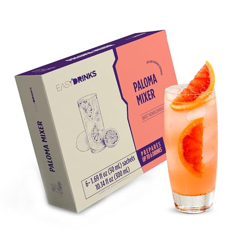 Easy Drinks Classic Cocktail Paloma Mixer - Ready to Made Cocktail & Mocktail Sachets - Real Fruit and Natural Ingredients - Gluten-Free, Lactose-Free, Vegan - 10.14 fl oz (6x 1.69 fl oz)