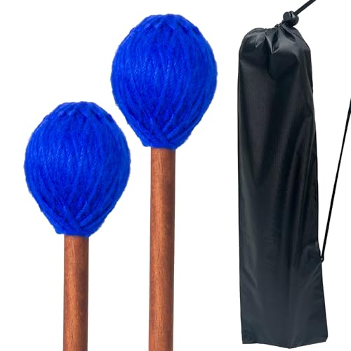 VixxNoxx 2 Pcs Marimba Mallets, Soft Drum Mallets 16.5 Inches with Yarn Heads & Drumsticks Bag, Percussion Accessories for Xylophone, Glockenspiel, Vibraphone, Ideal for Beginners and Music Lovers