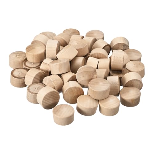 Image of uxcell 50Pcs Wood Button Top Plugs, 29 /32 Inch Round Head Wood Plugs Screw Hole Covers Wooden Screw Plugs for Furniture Tables Chairs