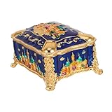 OUNONA Vintage Metal Jewelry Box Retro Enamel Princess Castle Design Organizer For Rings Necklaces Earrings Zinc Alloy Keepsake Storage Case For Women And