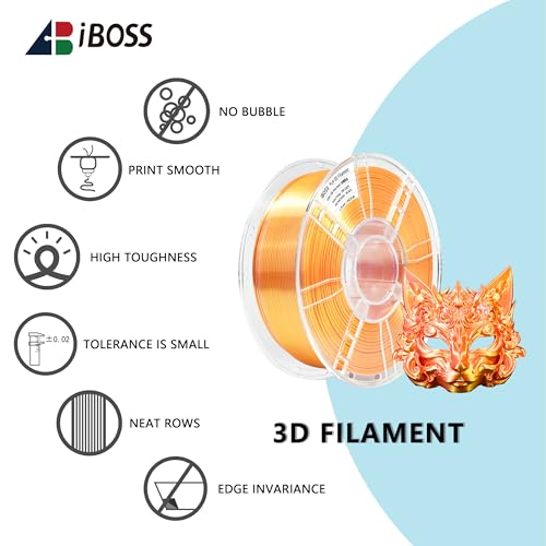 Image of iBOSS Silk PLA Plus Filament 1.75mm Dual Color Filament Silk Pink Gold 1KG, Shiny 3D Printer Filament Dimensional Accuracy + /- 0.02mm, 1kg Spool(2.2lbs) Fits for Most FDM 3D Printers(Silk Pink-Gold)