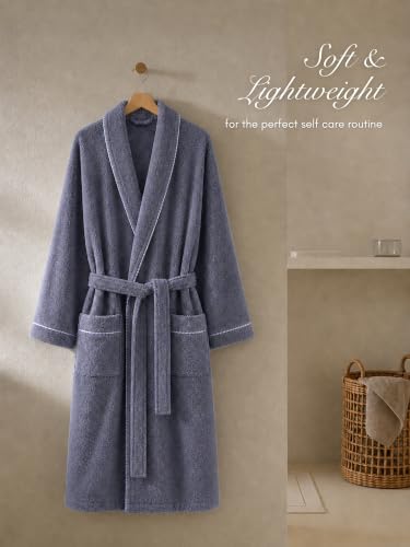 Image of RANGOLI Sunshine 100% Cotton Bathrobes For Women, 500 GSM Free Size Bath Robe With Rope,Ultra-soft, Lightweight & Highly Absorbent Luxurious Bath Gown /Bath Robe