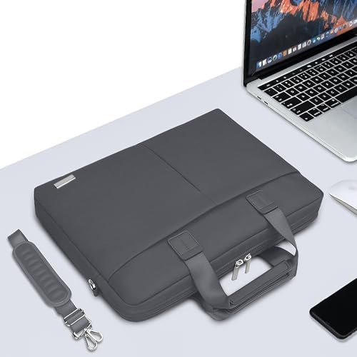 Image of GRIPP Hugo Laptop Sleeve Bag for Laptop /MacBook up to 14 Inch, Detachable Shoulder Strap, Carry Handle, Trolley Sleeve, Tablet Compartment, Multiple Organisers, Office and Travel Bag - Grey
