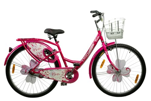 Image of BSA LADYBIRD Evita Cycle for Girls 10 to 15 Years | 2 Years Warranty | 26T Bicycle for Girls and Women with Front Basket & Integrated Carrier, 90% Assembled & Durable Rigid Frame Cycle (Pink)