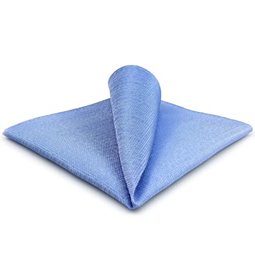 SHLAX&WING Color Sólido Light Azul Azure Seide Einstecktüchers Herren Traje de negocios Boda Cover