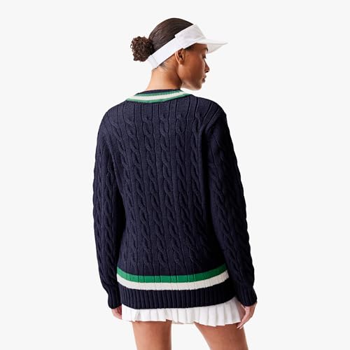 Lacoste Women's Striped Wool Cable Knit Sweater3