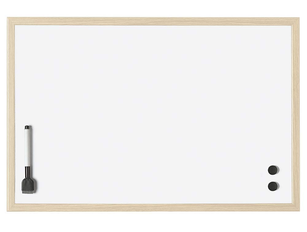 Magnetoplan Weißwandtafel mit Holzrahmen – B990 x H590 mm
