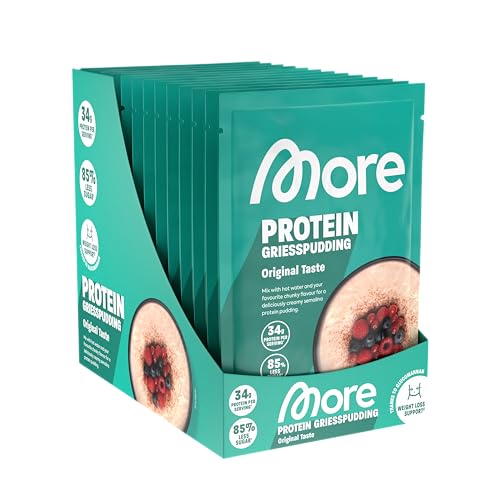 More Protein Grießpudding 2.0 13er Tray 13 x 60 g 34 g Eiweiß pro Portion schnelle Zubereitung ohne Kochen cremig leckerer Grießpudding mit weniger Zucker & Fett perfekt zum Verfeinern