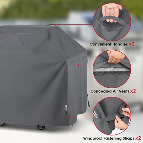 Unicook Grill Cover For Outdoor Grill, 60 Inch Bbq Cover, Heavy Duty Waterproof, Fade Resistant, Weather Resistant, Anti-Rip, Gas Grill Cover Compatible With Weber, Char-Broil, Nexgrill, Etc. Grey #TOP4