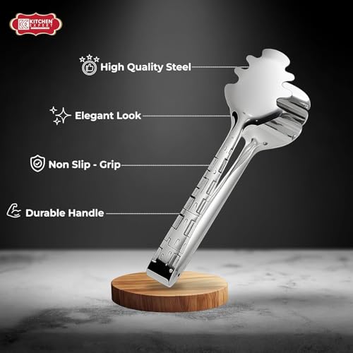 Image of Kitchen Expert Stainless Steel Utility Tong | Multipurpose Chimta /Pakkad for Salad Barbeque | Tong for Kitchen | Tong for, Frying Cooking & Serving | Utensil for Home, Hotel, Restaurant | 10 Inch
