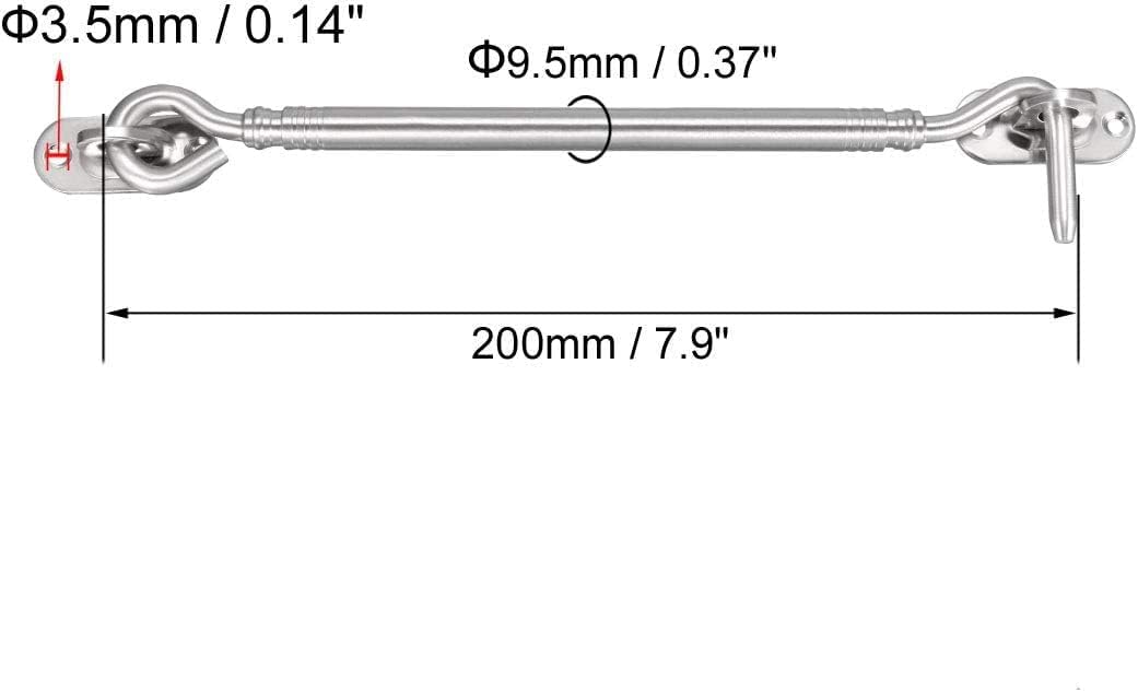 Lock Hooks and Eye LatchHook and Eye Latch Gate Bolt Gate Hook Lock,7.9" Cabin Hook Latch Gate Door Swivel Window Door Hook with Mounting Screws 2pcs