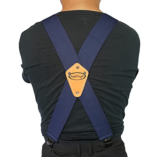Image of MELOTOUGH Men's Suspender 2 inch Wide Partial Elastic Strap for Jeans Pants | Men's Work Suspenders, Heavy Duty Clips, Partial Elastic Stretch, Supports Work Pants & Jeans, Ideal for Tradespeople