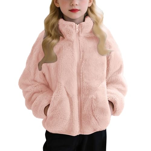 Girls' Outerwear Jackets Kids Soft Fleece Zip Up Sweatshirt with Pockets Boys Plush Fuzzy Furry Winter Jacket Faux Fur Coat2