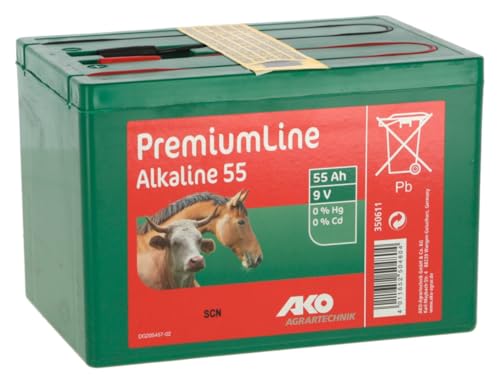 AKO Fencing Batterie alcaline 9V 55Ah Alcaline Alimentation pour appareils de clôture électrique Tension constante Longue durée de Vie