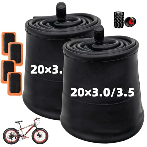 20x3.0 Bike Tube 20x3 Fat Heavy Duty Tire Bike Tube for fit 20x2.75 20x3 20x3.2 20x3.3 20x3.5 20" eBikes Fat Beach Bikes 2-Pack (Black, 20x3.0/3.5)