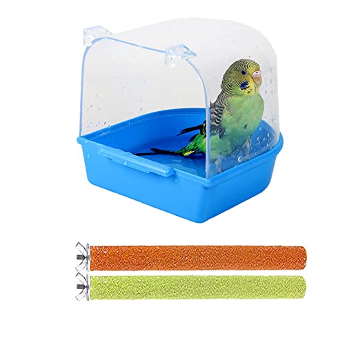PINVNBY Parrot Bath Box Bird Bathtub Parakeet Bathing Tube with Bird Perches Stand Paw Grinding Cage Accessories Ideal for Small Birds Lovebirds Canary Finches(3 PCS Random Color) - image 8