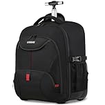 LIGSAN Travel Backpack with Wheels, 17inch Wheeled for Men Women Rolling Laptop Bags on Wheels Waterproof Rucksack Cabin Bag Trolley Suitcase Business College School Bag, Black