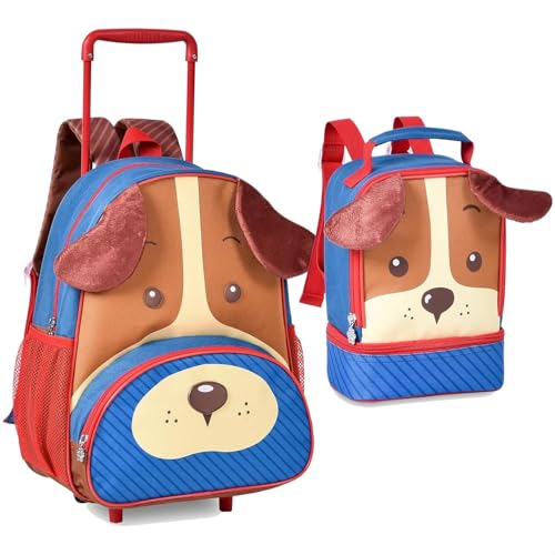 Mochila Rodinha Infantil Kit Escolar Cachorro Caramelo 13' Lancheira Termica 9' - Clio Pets
