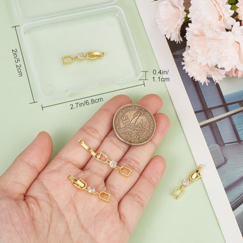 Beebeecraft 1 Box 6pcs Bracelet Extender Clasps 18K Gold Plated Cubic Zirconia Crystal Fold Over Extension Clasps for DIY Jewellery Necklace Crafts Making - Image 3