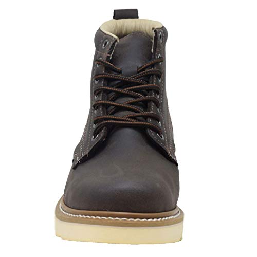 Golden Fox Work Boots Men's 6" Plain Toe Wedge Boot For Construction With Lightweight Comfortable Outsole Size 7.5 D(M) Us Dk Brown #TOP1