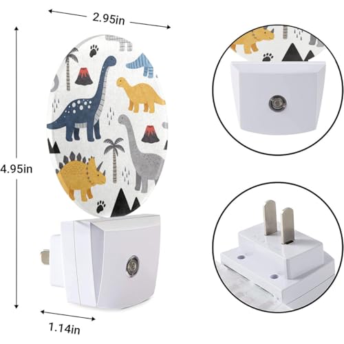 Image of EKOBLA Cartoon Dinosaur Night Light for Kids, Jurassic Dino Design Plug in with Dusk to Dawn Sensor, 0.5W Energy Saving Soft Warm Nightlight for Boys Bedroom Bathroom